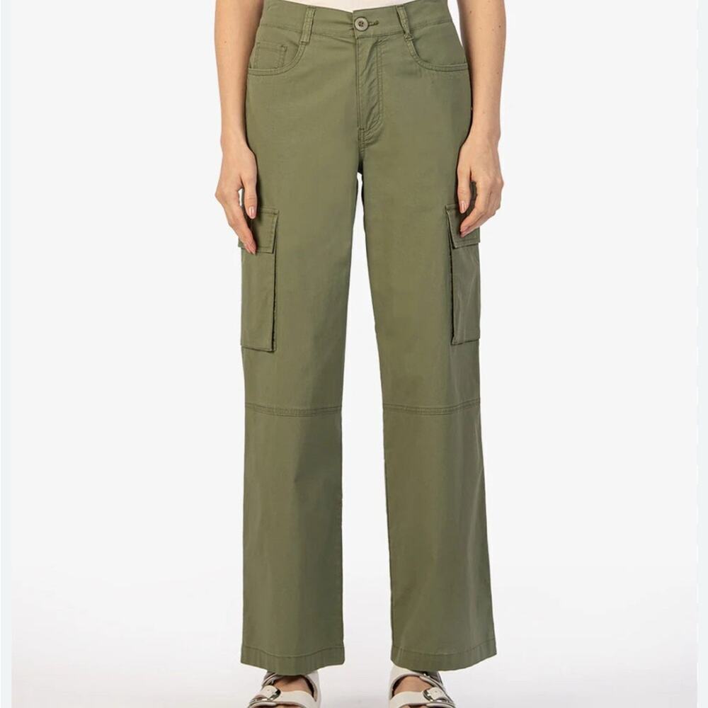 KUT Charlotte Wide Leg Cargo Pants, Khaki, Street Style, Weekend, Urban Casual 0 - Picture 3 of 11